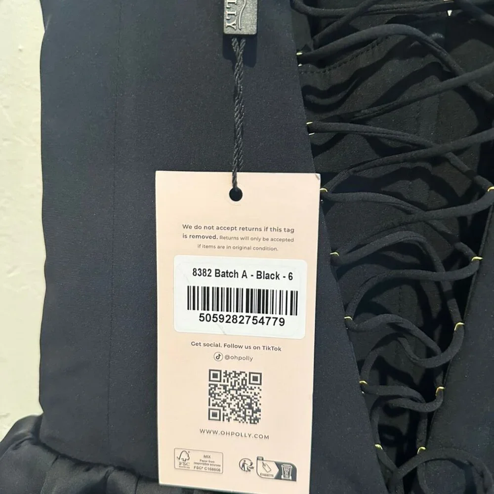 NWT - Oh Polly Anahita Micro Mini Dress - Black size 4 - Picture 6 of 8